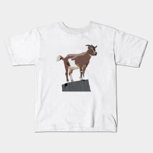 Goat on Tree Stump Kids T-Shirt